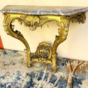 Console In Carved And Gilded Gilded Wood 