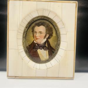 Miniature On Ivory, Franz Schubert, 19th Century.
