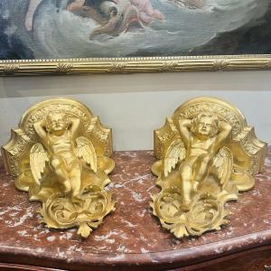 Pair Of Angelot Sconce Brackets.
