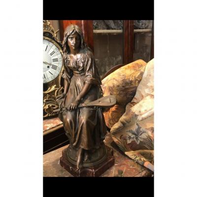 Bronze De Mengin, Jeune Femme à La Mendoline