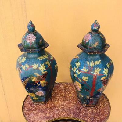 Pair Of Cloisonné Vases, XIXth.