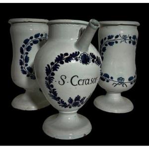 Set Of Three 18th Century Pharmacy Jars Nevers