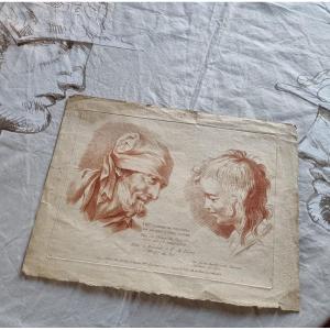 GRAVURE SANGUINE THOMAS LE CLERC JANINET ÉPOQUE XVIIIe