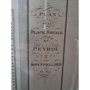 Montpellier The Royal Place Of Peyrou 1819 Engraving Document Languedoc Architecture