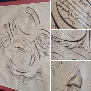 Large Page Of Calligraphy Circa 1820/1830 Child Popular Art