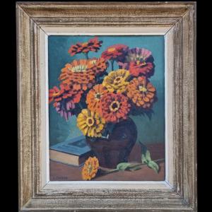 Still Life Bouquet Of Flowers Circa 1950