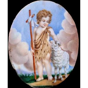 Miniature On Ivory Saint Jean Baptiste 1823 Charles X Religion