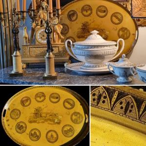 Tray In Tole Empire Period Nineteenth Painted