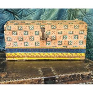 COFFRE COFFRET PAPIER DOMINOTÉ FIN XVIIIe DEBUT XIXe PAPIER PEINT DE MARIAGE