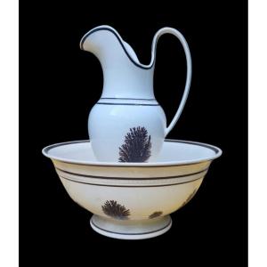 Fine Creil Earthenware Toilet Set Circa 1803 Mourning At The Herborisation Queen