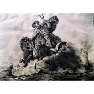 Charcoal Drawing The Raption Of Proserpine By Pluton Charcoal French School Early 19th Mythology