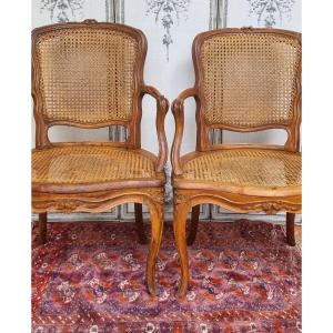 Pair Of Louis XV Armchairs Stamped Antoine Bonnemain Stamped Cannés