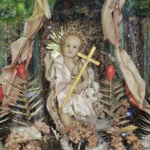 Diorama Child Jesus Object Of Devotion Late 18th Period Nancy Wax Spun Glass