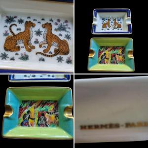 2 Hermès Paris Porcelain Mini Ashtrays