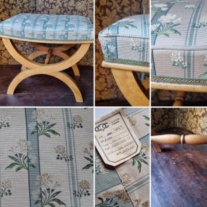 Empire Style Curule Stool / Charles X Light Wood X-shaped
