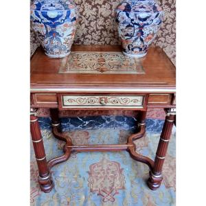 Mid-19th Century Napoleon III Louis-philippe Boulle Writing Table Console