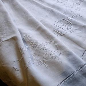 Embroidered Sheet In Linen Thread Early 20th Century