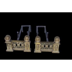 Pair Of Andire Chenets Early 19th Century Empire Charles X
