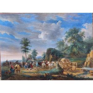 Fairground Scene Oil On Paper Late 18th Or Early 19th Century