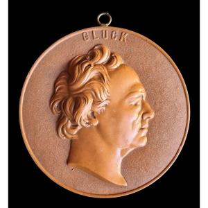 Gluck Wooden Profile, Hardened Napoleon III Period Music Musician Opera