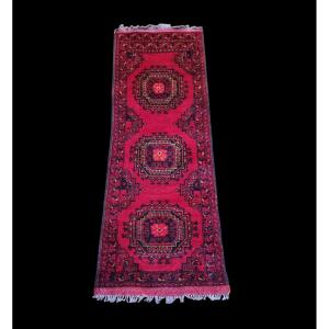 Small Handmade Oriental Persian Rug Turkmen Style Bed Rug Hallway 150 X 50 Cm
