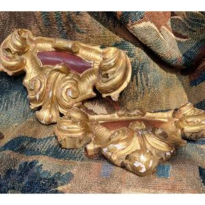 Pair Of Giltwood Applique Cartridges, 18th Century