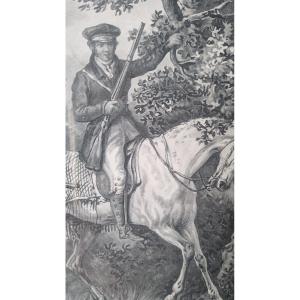 4 Aquatints Carle Vernet Jazet Hunting 19th Century Etching Engraving