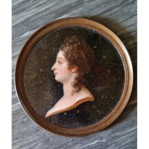 Miniature Portrait In Profile Of A Woman, Late 18th Directory
