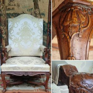 Large Louis XV Regence Period Armchair, 18th Century