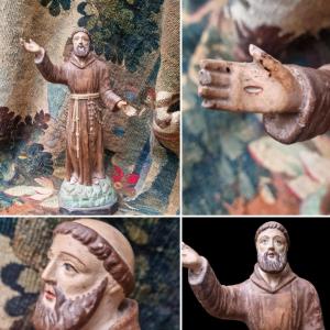 Terracotta Statue Of Saint Francis Of Assisi Napoleon III Period 19th Century