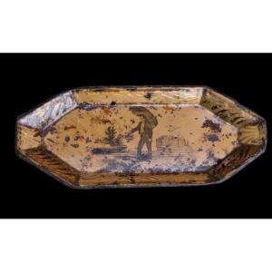 Snuff Tray Painted Sheet Metal Late 18th Century Snuff Holder