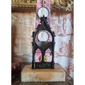 Neogothic Blackened Bronze Watch Holder At The Cathedral, Charles X Period 
