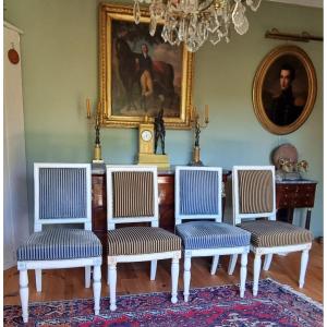 Set Of 4 Chairs Royal Provenance Chateau Mark Empire Period Stamp 