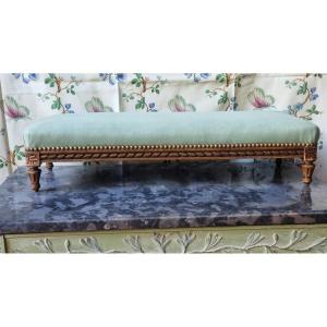 Louis XVI Style Long Footrest In Giltwood Circa 1900