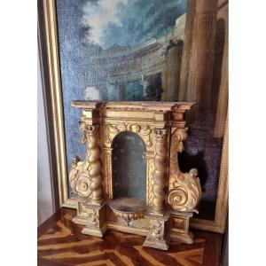 Religious Object Altarpiece Gilt Wood 18th Century 