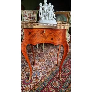 Louis XV Style Napoleon III Era Marquetry Serving Table/work Table/end Table 