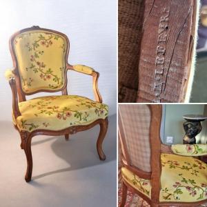 Cabriolet Armchair Stamped Lefevre, Louis XV Period, Comoglia Fabric By Pierre Frey