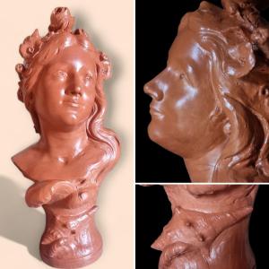 Art Nouveau Terracotta Bust 50 Cm