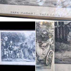 Lithograph Engraving By Charlet, Romantic Period, Scatological, Papa Nanan, Papa Caca