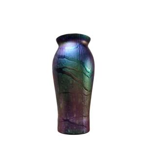 Small Iridescent Glass Paste Vase In The Art Nouveau Style Of Loetz 