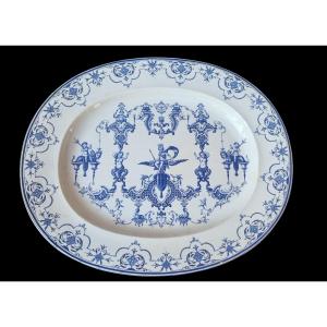 Large Fine Earthenware Platter From Vieux-bordeaux, 48 X 37 Cm