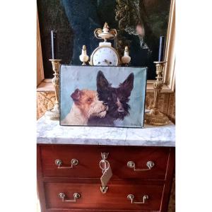 Portrait Of Jack Russell Fox Terrier Dogs, Hunting Companion Dogs, André Petroffrusse School