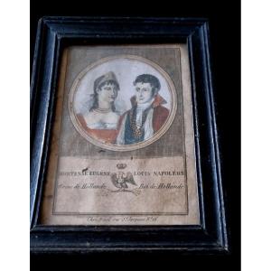 Hortense De Beauharnais / Louis Napoléon Bonaparte / King And Queen Of Holland Empire Engraving