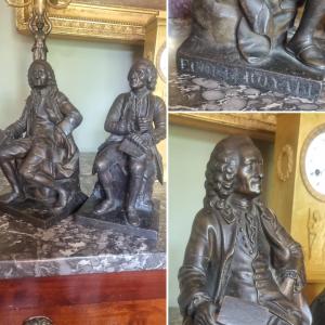Bronze - Two Bronzes Rousseau And Voltaire Mid 19th Century