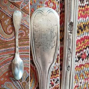 Small Massive Silver Spoon XVIIIth Century Armoiries Fermiers Generaux