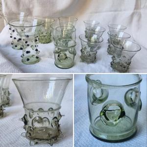 Set Of 12 Pastille Glasses In Smoked Or White Glass