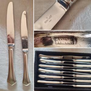 Ravinet d'Enfert Paris 12 Table Knives And 12 Dessert Knives Model Brantôme Metal Ar
