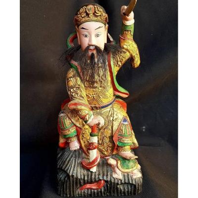 Guineer Statue Chiniois Wood Sculpt China Nineteenth