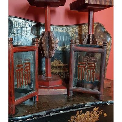 Pair Of Photophores Chandeliers Chinoix Nineteenth