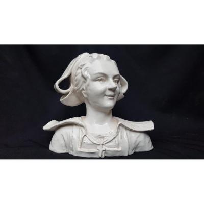 Bust In Favor Of Desvres By Geo Martel Breton Coiffe